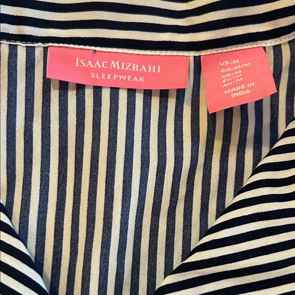 Isaac Mizrahi Navy and White Striped Sleepwear shorts set - Picture 2 of 7